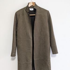 Dark green suede coat.
